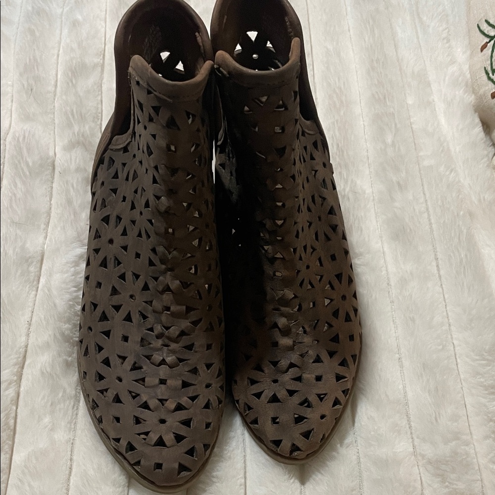 Musse & Cloud Dark Brown Cutout Ankle Boots